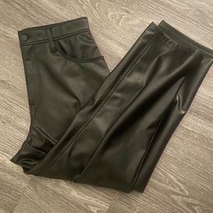 Abercrombie and fitch curve love black straight leg leather pants